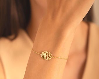 Sterling Silver Monogram Bracelet – Custom Initial Jewelry, Personalized Gift