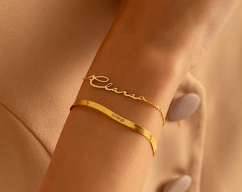 Gold Name Bracelet - Personalized Dainty Layering Bracelet - Custom Name Jewelry