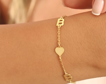 Initial Letter Bracelet - Custom Couple Bracelets - Christmas Gift - Mother's Day Gift - Personalized Letter Initial Bracelet Set