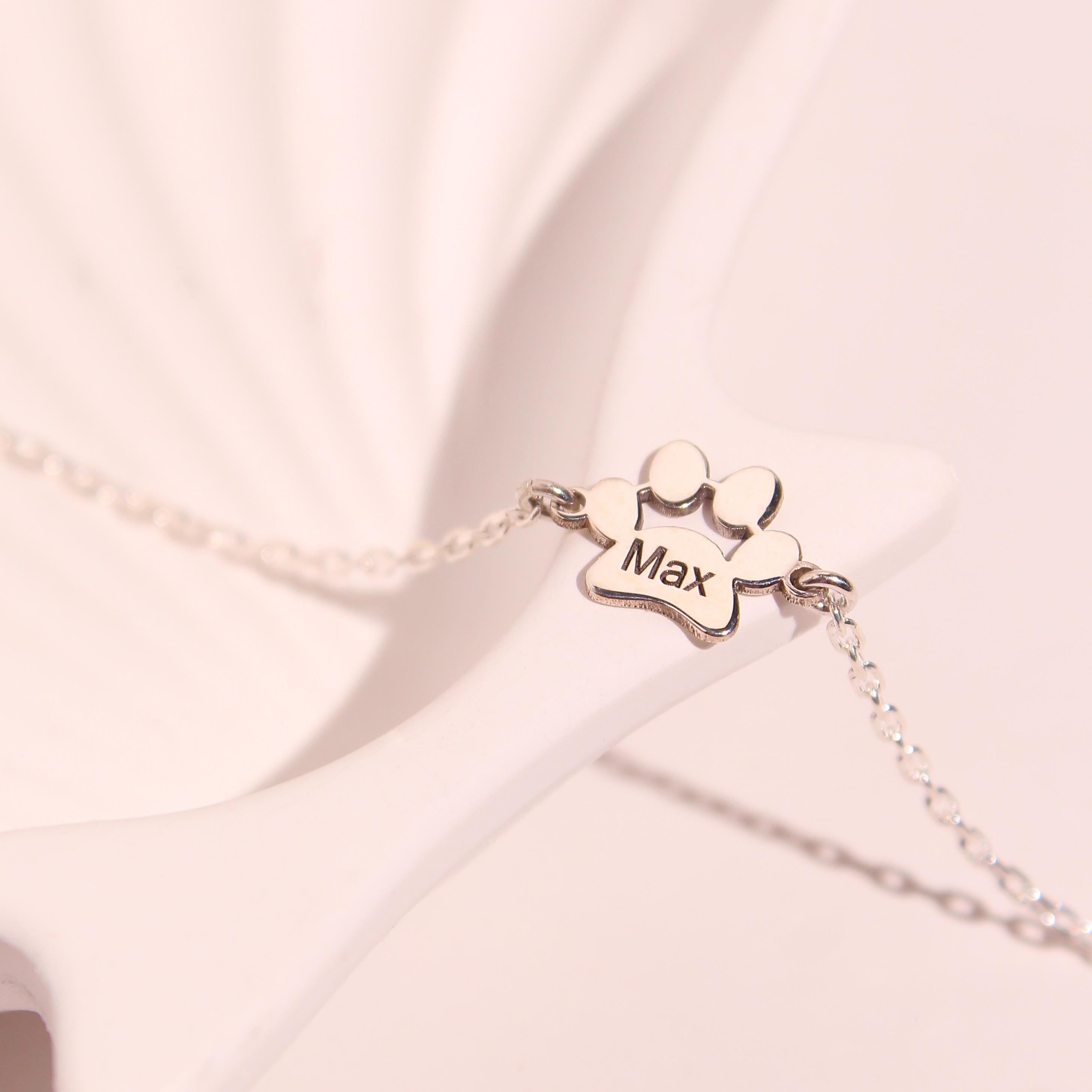14K Solid Gold Paw Print Bracelet Personalized Dog Paw Bracelet Gold ...