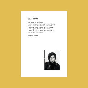 La Luna (Poesia) - Leonard Cohen - The Book of Longing - A5, A4 e A3 - Poster/Stampa di poesia