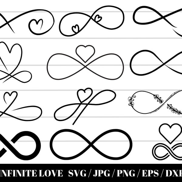 Infinity Symbol SVG, Infinity PNG Bundle, Infinity Clipart, Infinity SVG Cut Files for Cricut, Infinity Silhouette, Infinity Heart Svg