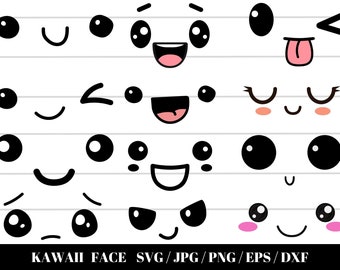 Smiley Face Svg Bundle, Cartoon Emotion Faces SVG Bundle, Kawaii Face ...