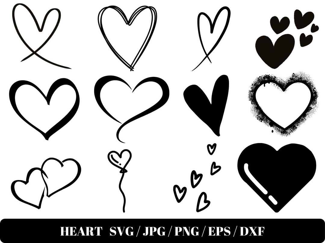 HEART Bundel SVG, HEART Doodle Svg, Heart Svg Cut Files for Cricut ...