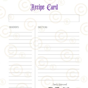 Recipe Card Template PLUS Bonus 14 Recipe Cards- Dark