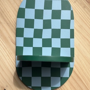 Green and blue checkered oval shelf - funky retro dopamine decor shelf - decorative shelf - original colorful shelf