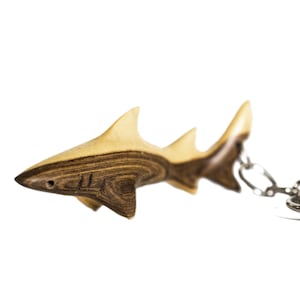 Hand-Carved Wood Shark Keychain - Unique Sea Animal Art - Gift idea