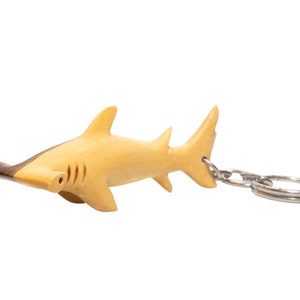 Hand-Carved Wooden Hammerhead Shark Keychain: Nautical Ocean Gift