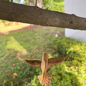 Hummingbird hand carved in wood with Varnished Finish