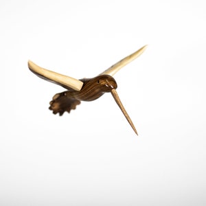Hummingbird hand carved in wood with Varnished Finish