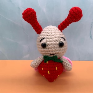 A strawberry bug plush, crochet toy, Bring on Spring with this cute beetle bug plush, gift for insect lovers, and foodies alike! bug friend