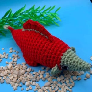 Red sockeye salmon plushie, crochet fish, wild salmon in their spawning colors!  Fisherman gift outdoorsman, Father&#39;s Day gift idea