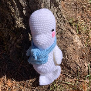 Crochet Beluga Whale Plushie: Handmade Stuffed Toy with Scarf