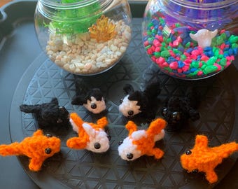 Crochet Goldfish in Fishbowl: pick your fish, Stress-Free Desk Pet, Apartment Decor
