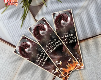 The Ballad of Falling Dragons Printable Bookmark | Fantasy Reader Gift (2x6 inches)