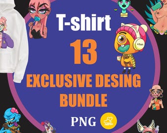 PNG package of t-shirt or sweatshirt designs, files ready for DTF printing or sublimation