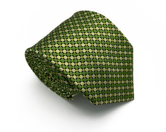 Vintage LIV Design zijden stropdas - geometrisch patroon, tinten groen