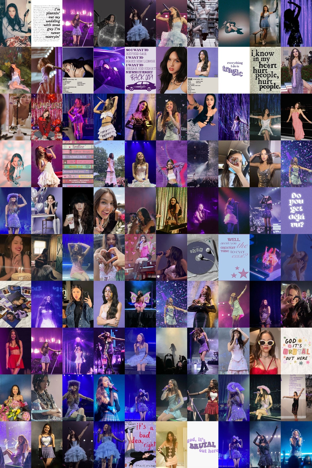 100 Piece Olivia Rodrigo Aesthetic Poster Collage Printable Posters