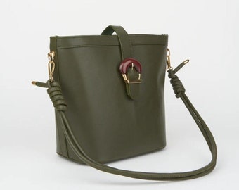 Khaki Special Design Lined Simple and Stylish Women's Faux Leather Cross Shoulder Bag with Zipper and Snap Fasteners and Adjustable Strap