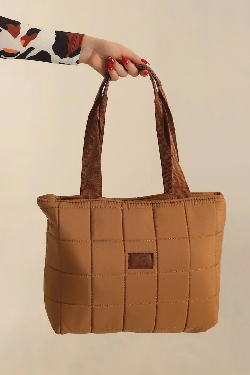 Women's Quilted Bag, Large Size Bag, Massenger Tote Bag, Fluffy Shoulder Bag, Cotton Bag, Foldable Bag, Friend Bag Gift zdjęcie 2