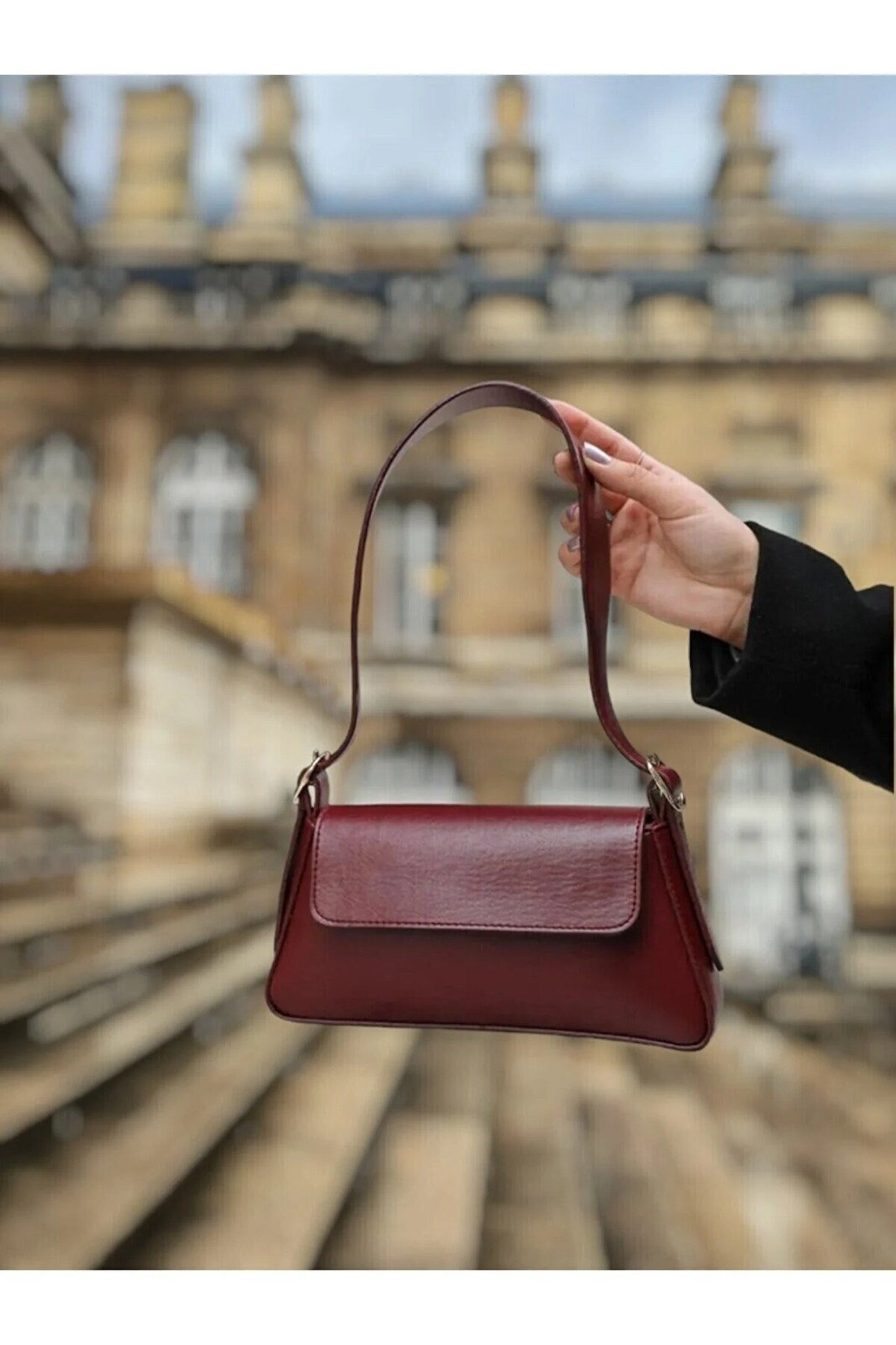 Baguette Mini Calfskin Shoulder Bag - Mercury Blue