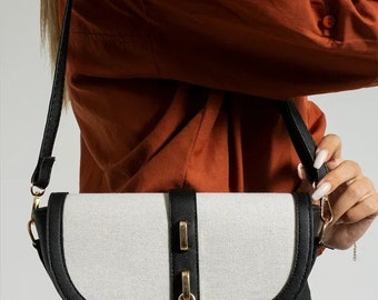 バッグ french mixed material shoulder bag black Beejirm Y2K Purse Crescent Bag, Vegan Leather Shoulder Bags