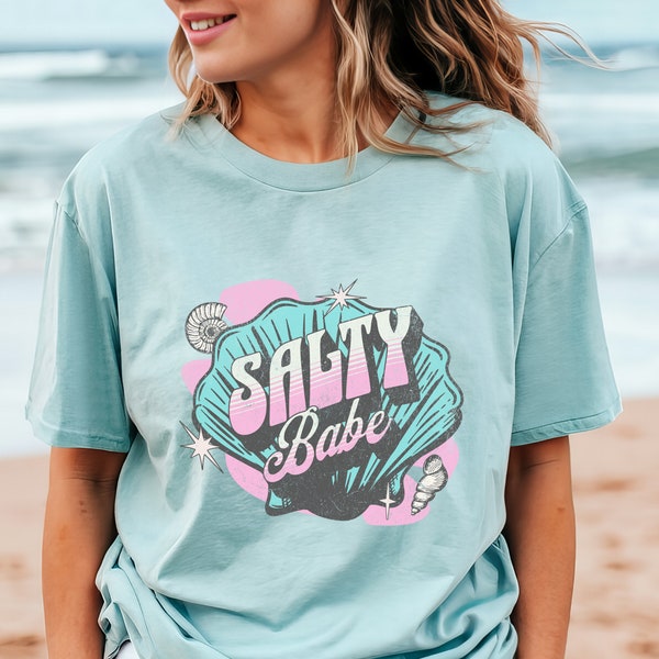 Salty Babe Tshirt Salty Sweatshirt Beach Shirt Salty T Shirt Summer Fun Shirt Mermaid Core Sea Shell Nautical Ocean Inspired Style Tee