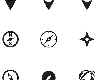 Navigation Icons Set – Map Elements, UI Design (svg, png, ai)