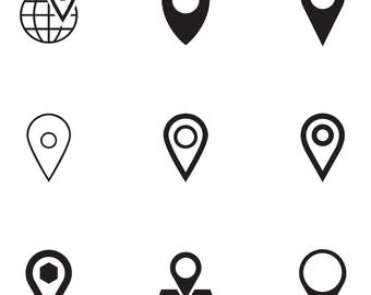 Map Pin Icons – Location Marker Graphics, Editable Vector (SVG, PNG, AI)