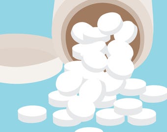 Pill Bottle Vector Icon – Pharmacy, Health Journal Graphics (SVG, PNG, EPS)
