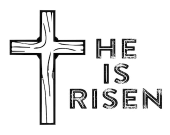 He Is Risen Cross SVG, Distressed Wood Christian Easter Design (Digital Download)