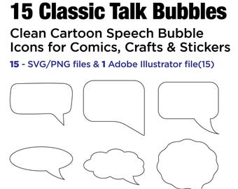 15 Cartoon Talk Bubbles – Speech Bubble Icons (SVG, PNG, AI Files)