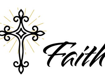 Faith Sunrays Ornamental Cross SVG, Christian Easter Cricut File (Instant Download)