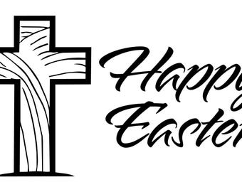 Happy Easter Cross SVG, Christian Wooden Design, Religious Cricut File (Digital Download)