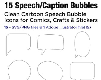 Cartoon Speech Bubble Icons – Clean Talk Box Set (SVG, PNG, AI)
