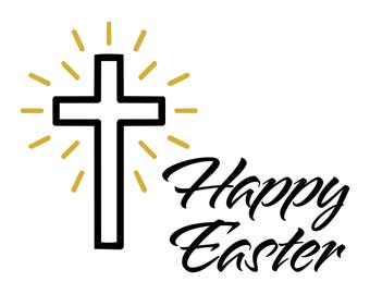 Happy Easter Cross SVG, Christian Cricut File, Religious Easter Design