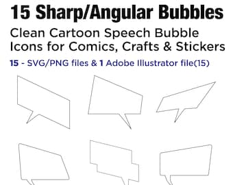 Angular Comic Speech Bubbles – 15 Edgy SVG, PNG, AI Files