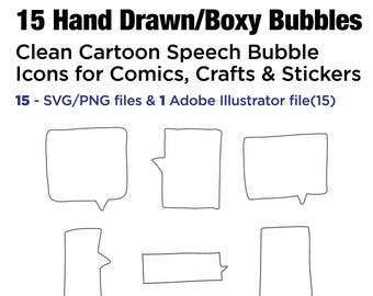 Hand Drawn Comic Speech Bubbles – Blocky SVG, PNG, AI Files