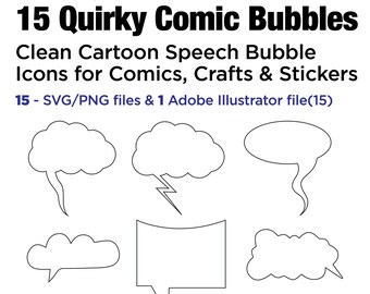 Quirky Comic Speech Bubbles - Cartoon Icons (SVG, PNG, AI Files)