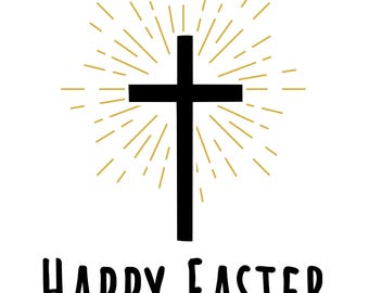 Happy Easter Cross SVG, Christian Cricut File, Easter Sunburst Design