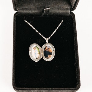 Medallón con foto personalizado / Collar con medallón / Ovalado / Medallón de reliquia / Regalo personalizado / Regalo con foto / Plata esterlina / Caja de regalo de terciopelo