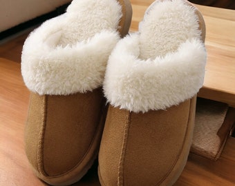 Pantoufles moelleuses | lui chaussons pour elle | Pantoufles chaudes d'intérieur pour l'hiver | Cadeau parfait pour votre mère | Chaussons chauds et confortables pour la maison