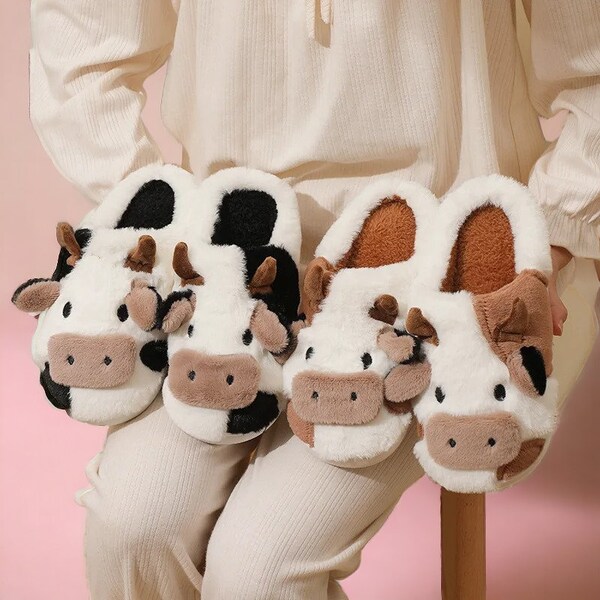 Fluffy Cow Slipper | Cute Moo Cow Slippers | Comfy Moo Animal Slippers | Cozy Cow Slippers|  Moo Slippers | Fluffy Cow Slippers For Winter