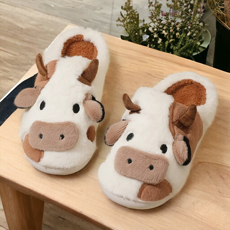 Fluffy Cow Slipper Cute Moo Cow Slippers Comfy Moo Animal Slippers Cozy