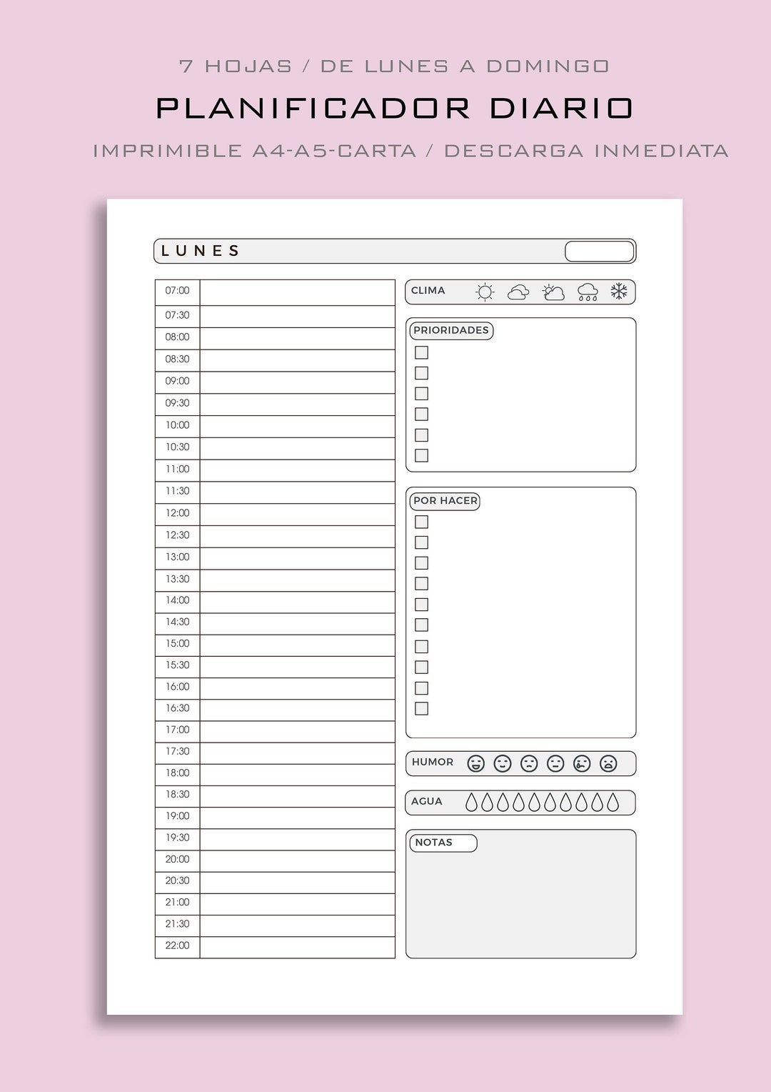 DAILY PLANNER, Printable Planner, Daily Organizer / Various Formats ...