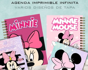 AGENDA INFINITA MINNIE / Perpetua / Diaria / Archivo imprimible Pdf 201 Paginas / Tamaño legal - A5 / Completa y divertida