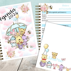 AGENDA PLANNER WINNIE P./ Visualización semana completa / Archivo imprimible pdf / Tamaño A5 - Media carta / Muy divertida / Ideal regalos