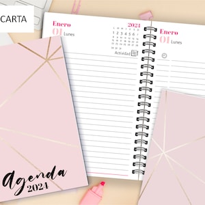 daily planner /women planner / printable planner / pdf planner / archivo imprimible Pdf formato A5 - A4 - Media carta / 2 modelos de tapa