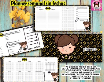 MENINA AGENDA 7 / Pocket Planner Agenda / printable Powerpoint / super complete and practical / Editable pptx file very easy to use