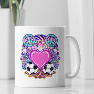 Peace Love & Fußball Tasse, Fußball Kaffeetasse, Fußballmannschaft Geschenk, Fußball Tasse, Sportliche Fußball Tasse, Geschenk für Fußballspieler, Fußball Geschenk